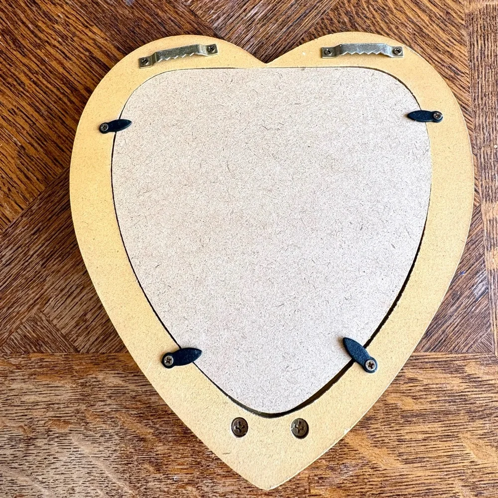 Heart-Shaped Wooden Wall Mirror with Candle Holder Sconce